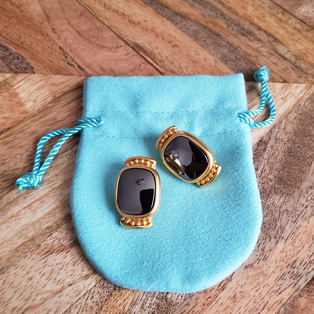 Givenchi 1980s Vintage Rectangular Gold Earrings - image 2